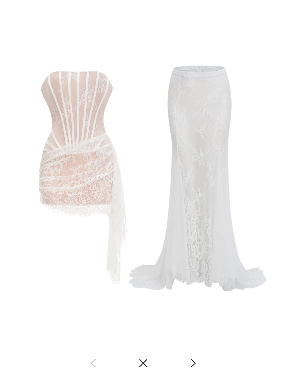 Miss rosier Margherita White Floral Lace Dress & Skirt Set